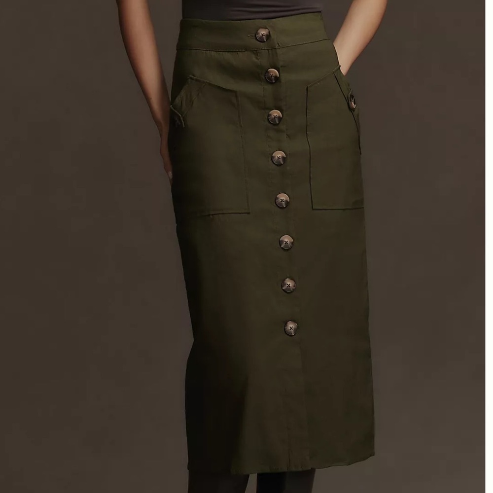 Maeve by Anthropologie Green Utility skirt